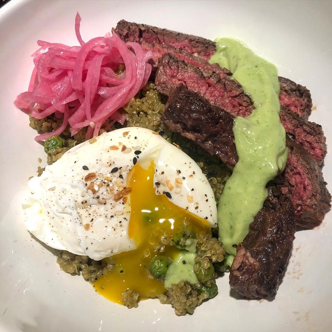 Steak and Egg Pesto Quinoa Bowl