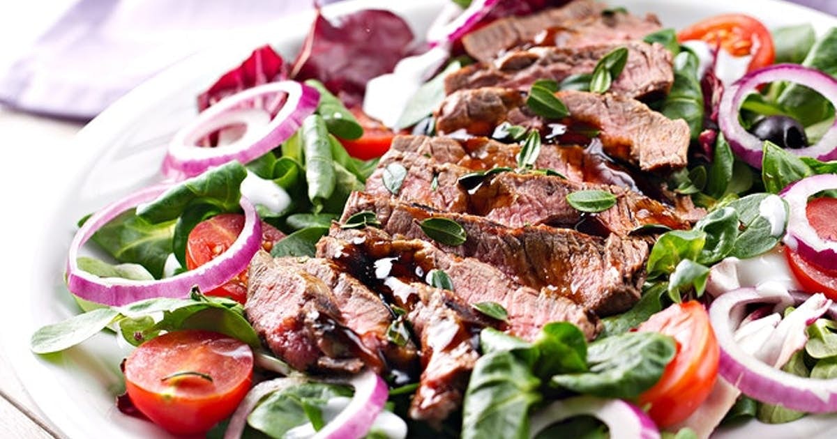 Anchovy-Dijon Dressed Frisée Salad with Flat Iron Steak