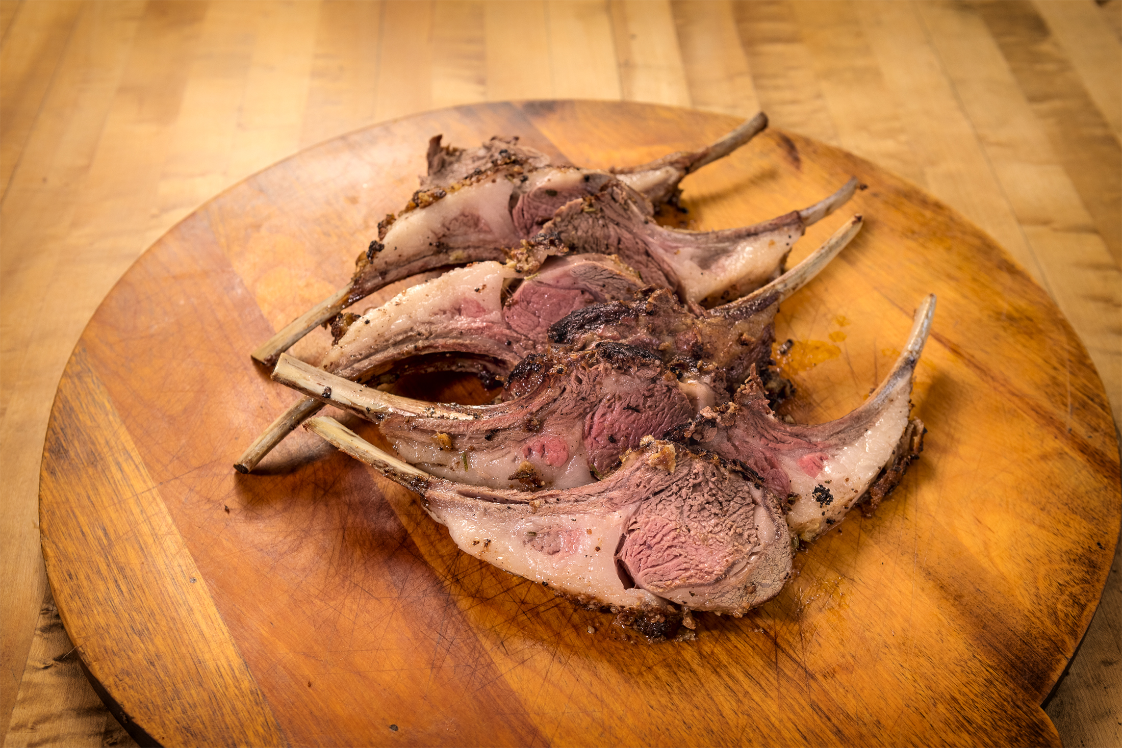 Mustard-Herbed Rubbed Frenched Rack of Lamb