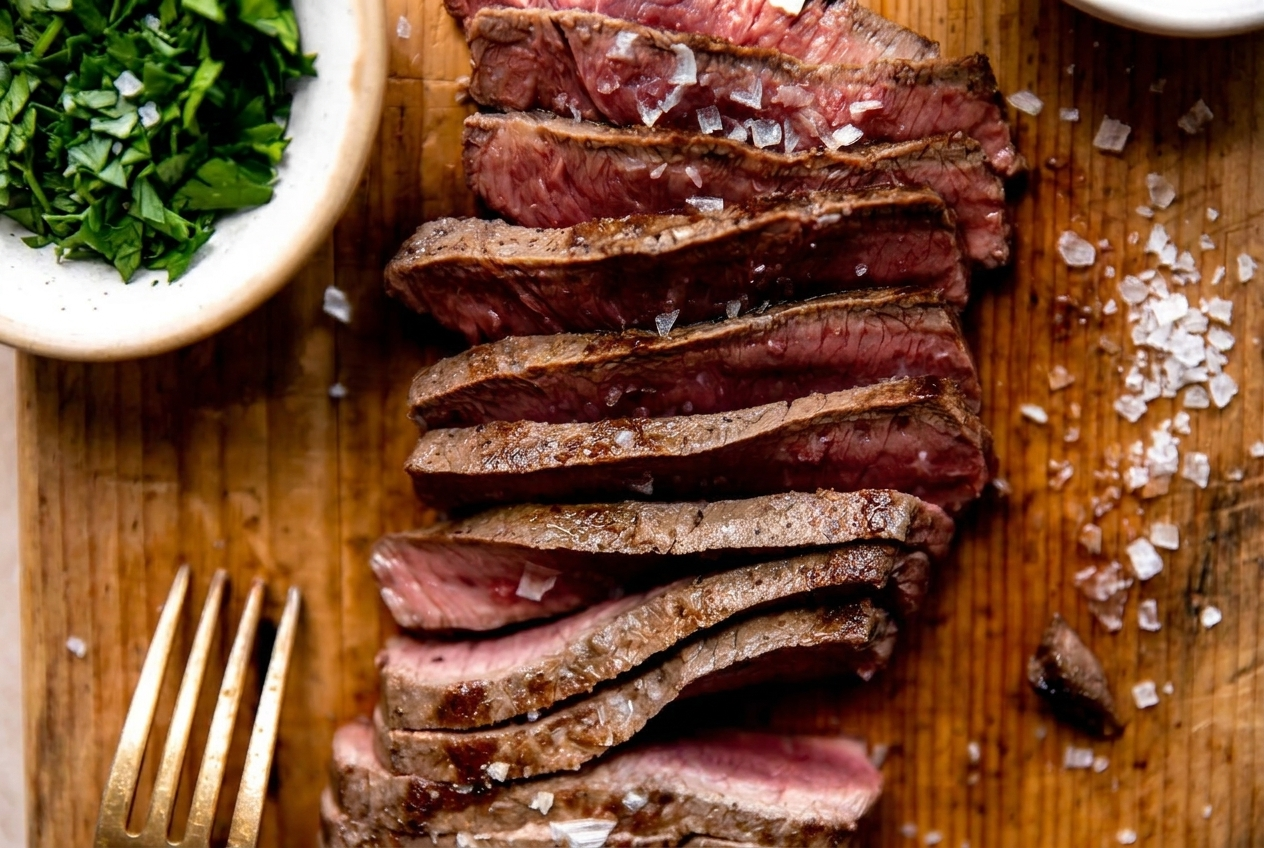 Grilled Flat Iron Steak With Wine Reduction
