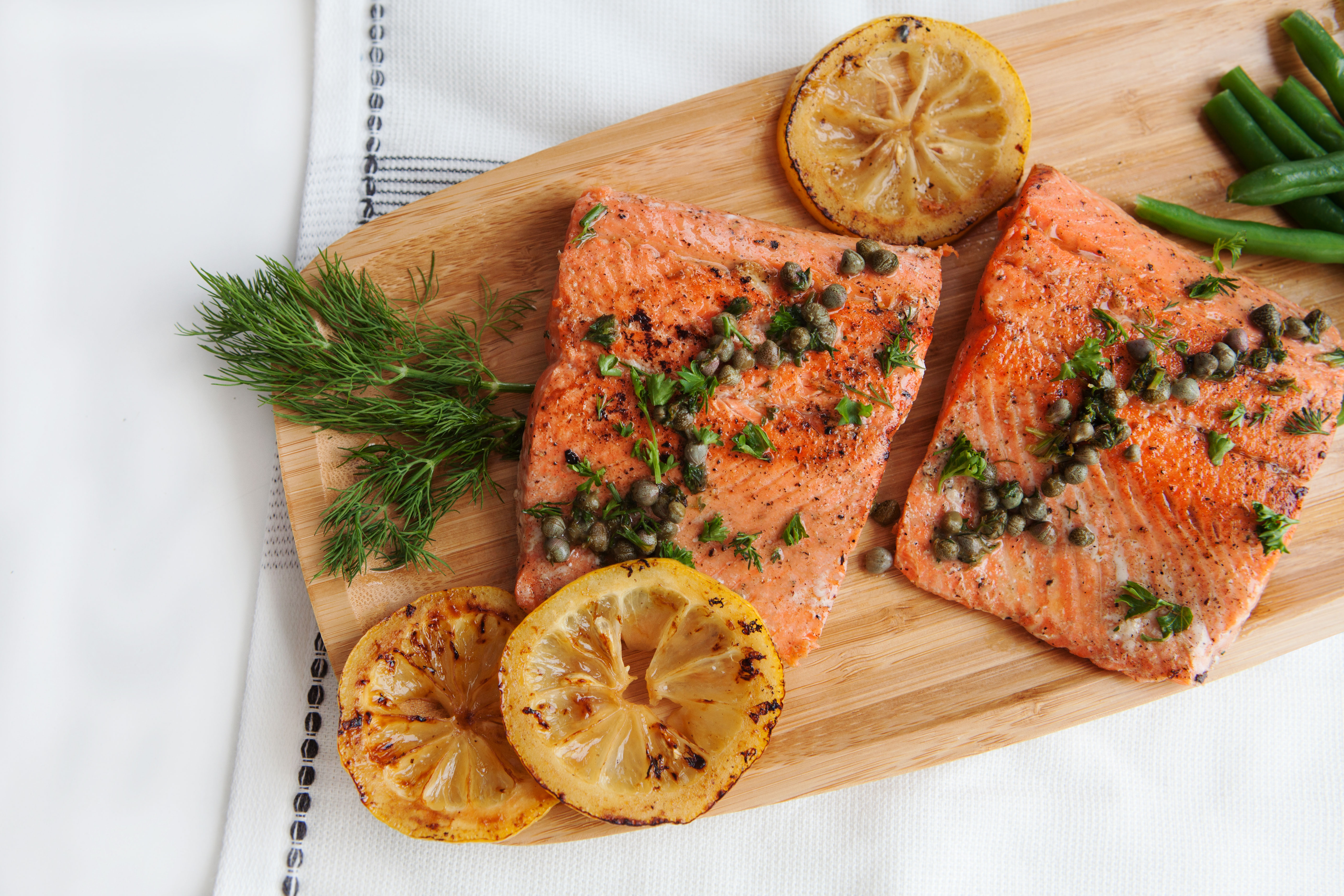 Crispy Salmon Fillets with Lemony Caper Sauce