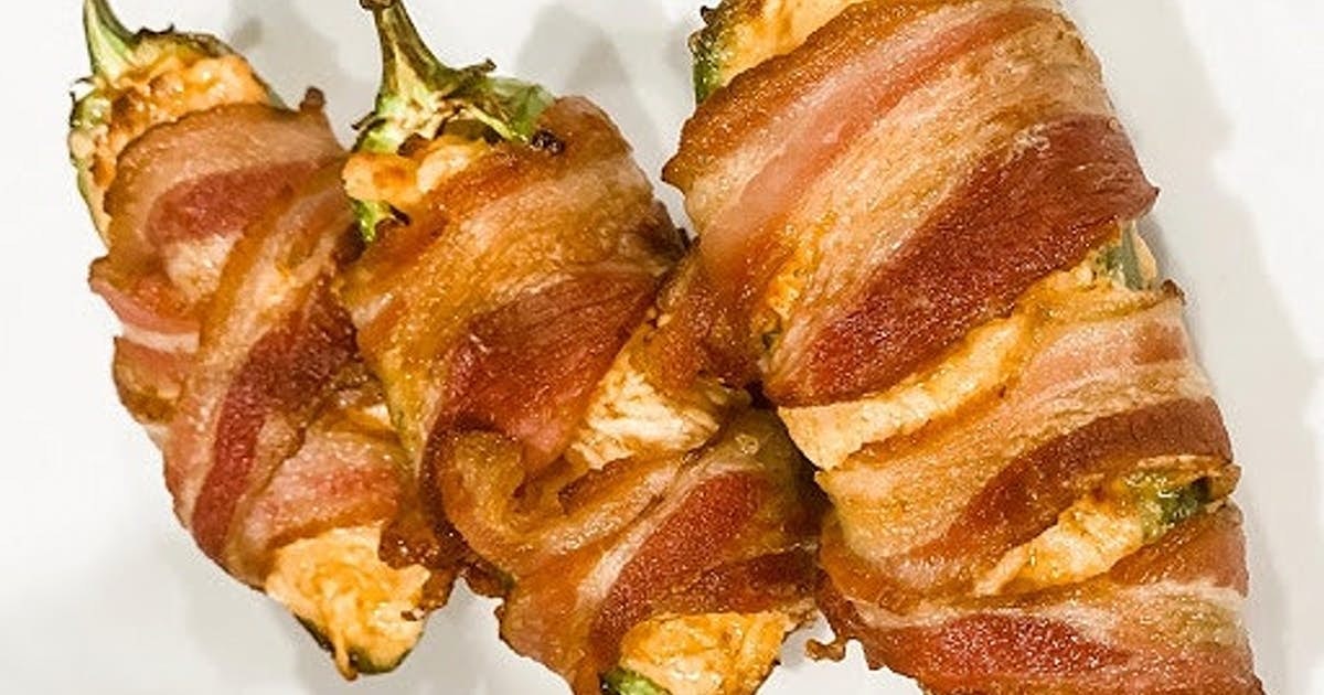 Bacon Wrapped Buffalo Chicken Jalapeno Poppers