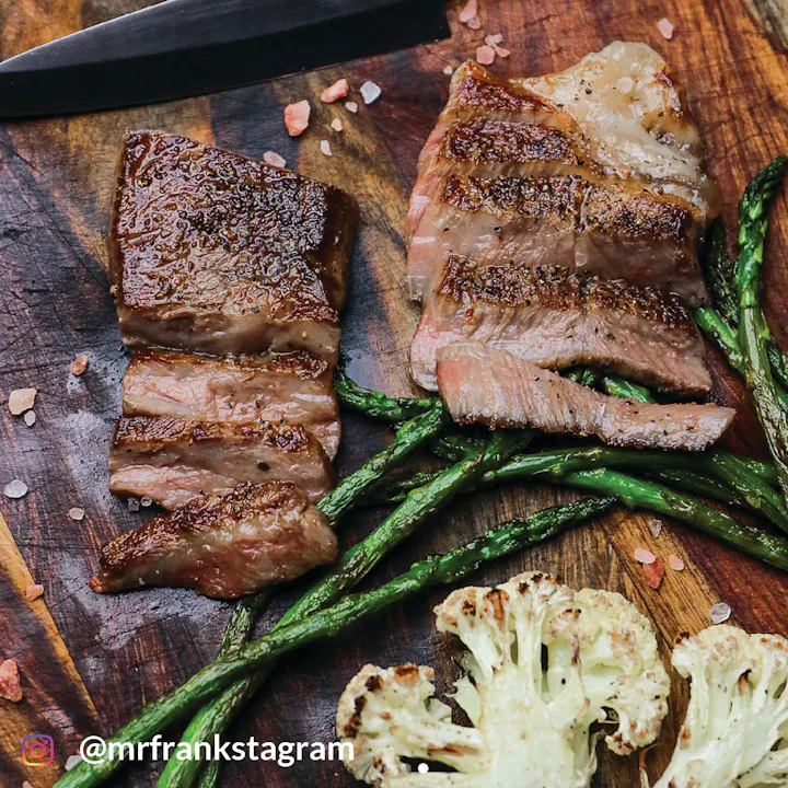 Japanese A5 Wagyu perfectly sliced, taken by @mrfrankstagram