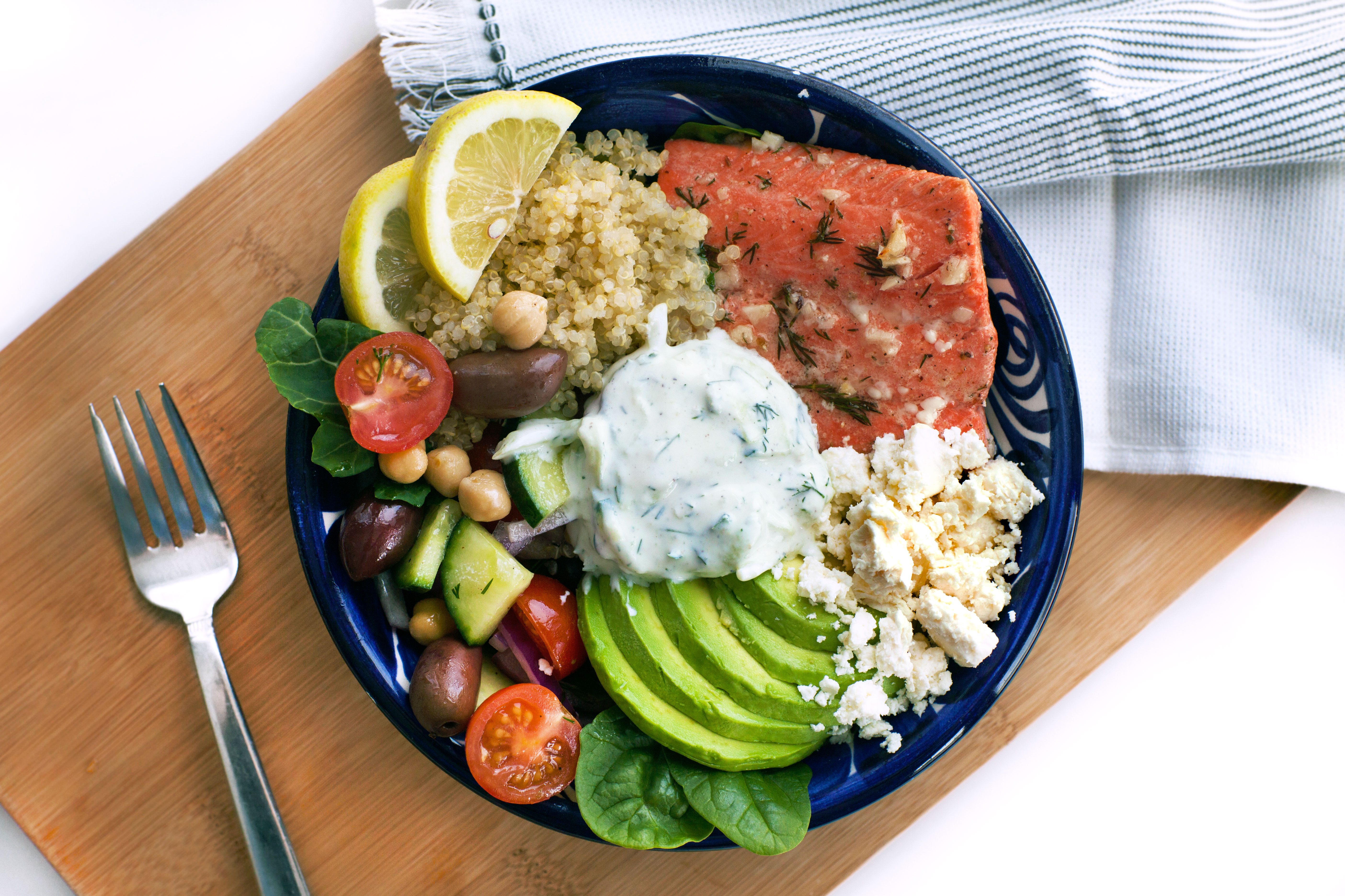 Mediterranean Salmon Grain Bowl