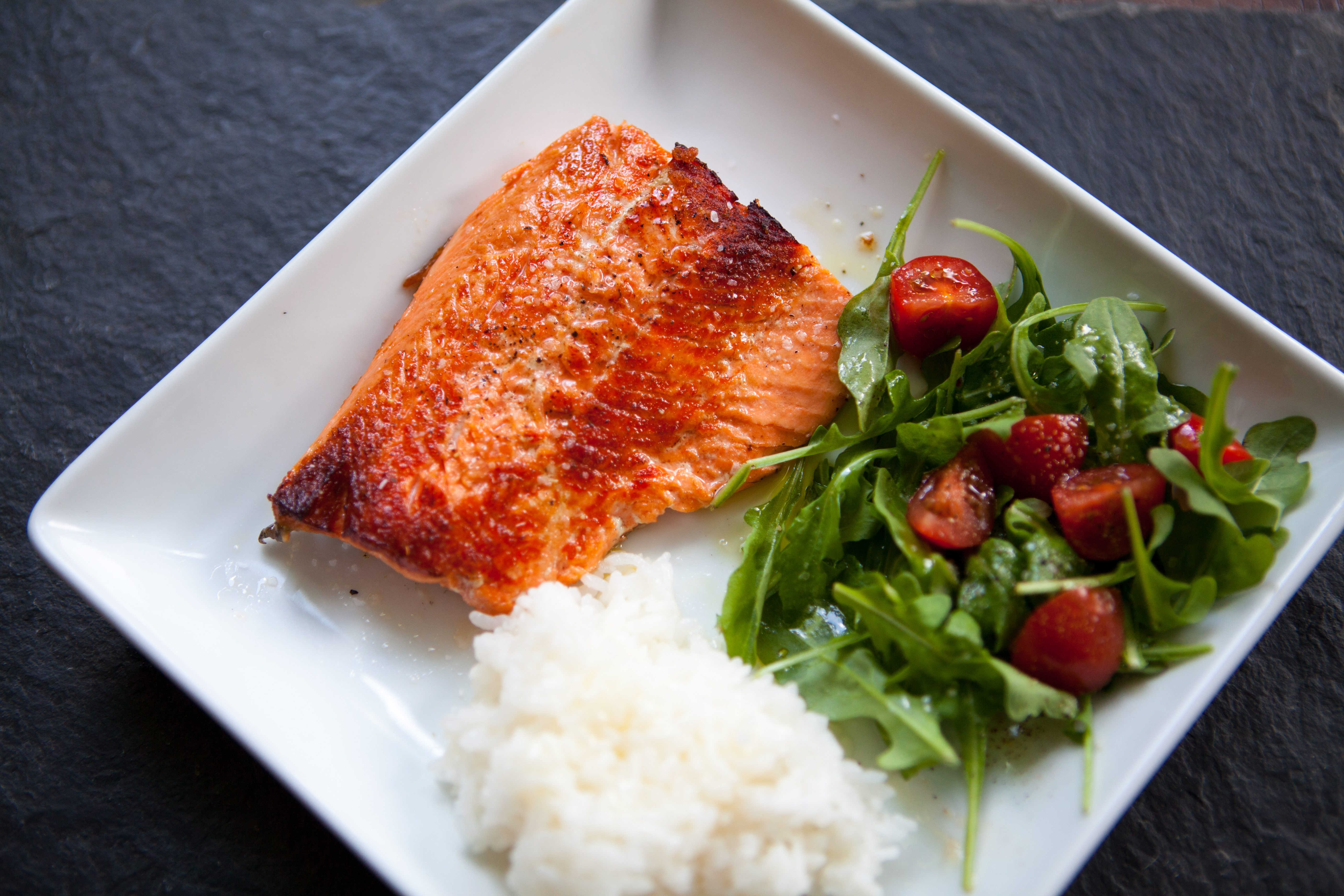 Sake Poached Pan Seared Salmon