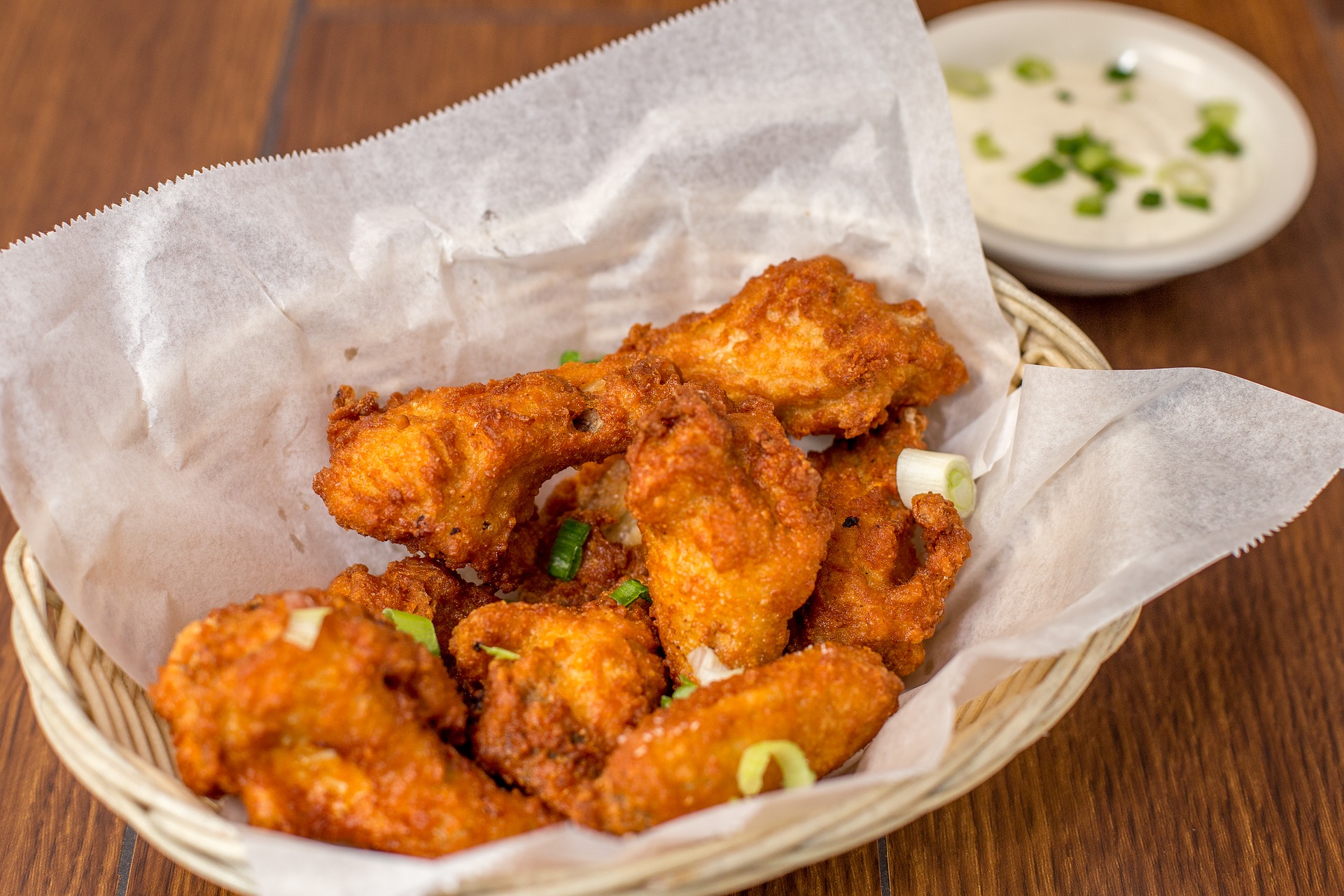 Crispy Breaded Chicken Wings with Chive-Yogurt Dip