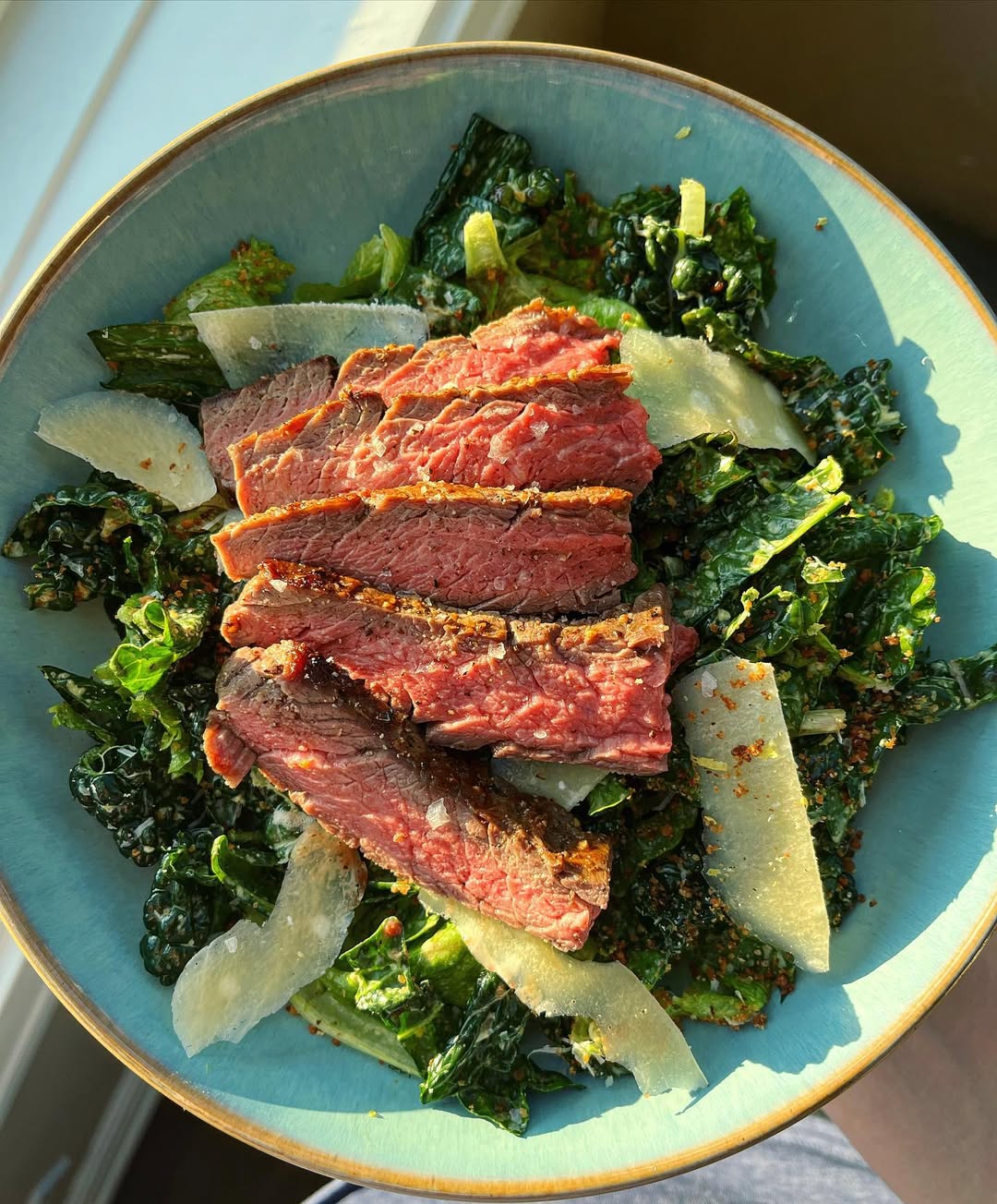 Kale Caesar Salad with Grilled Steak