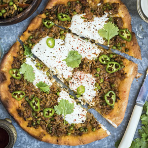 Keema with Yogurt and Chili Lamb Pizza