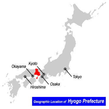 Map of Hyogo Prefecture, Japan