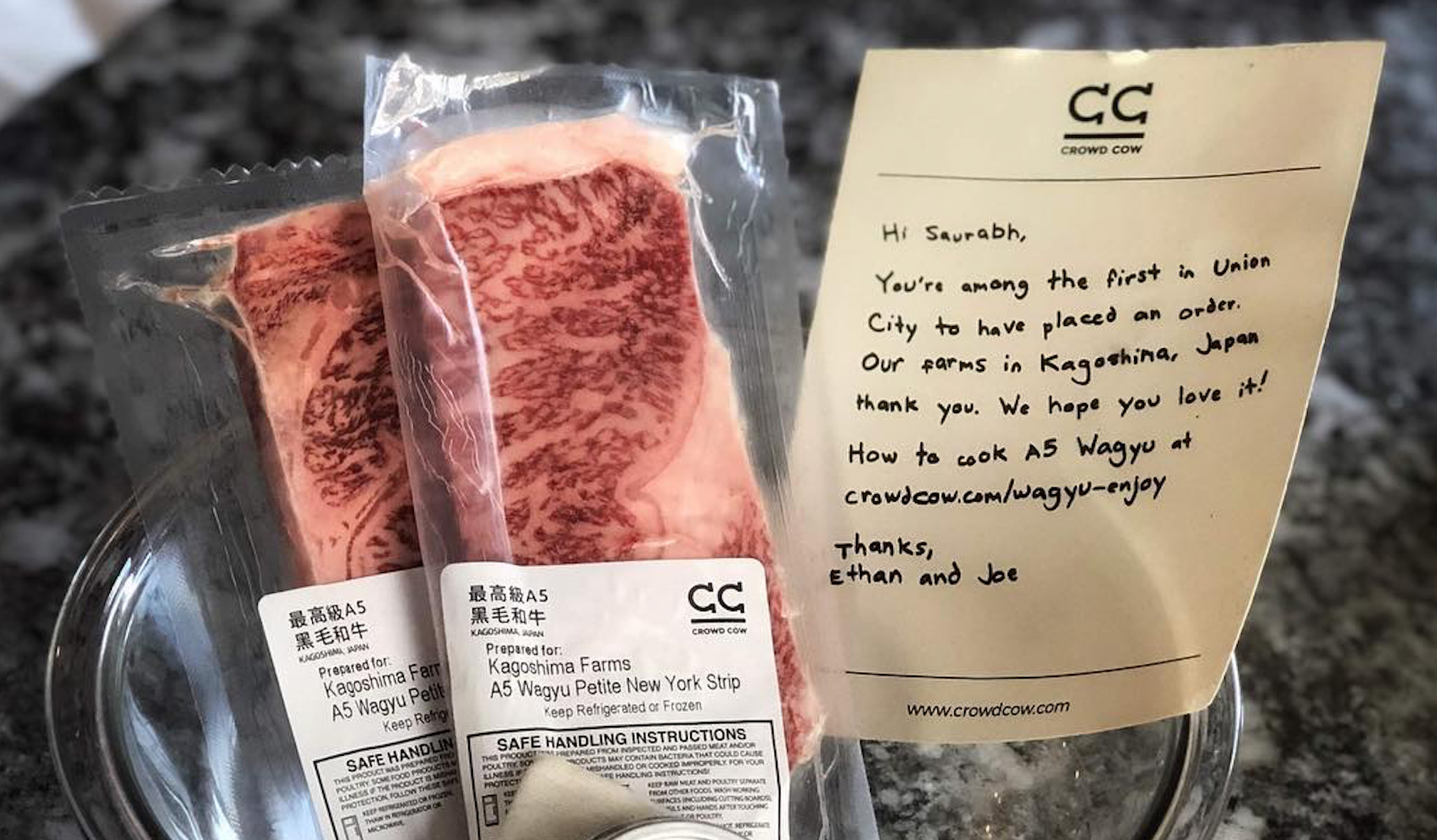 Personalized note from Crowd Cow