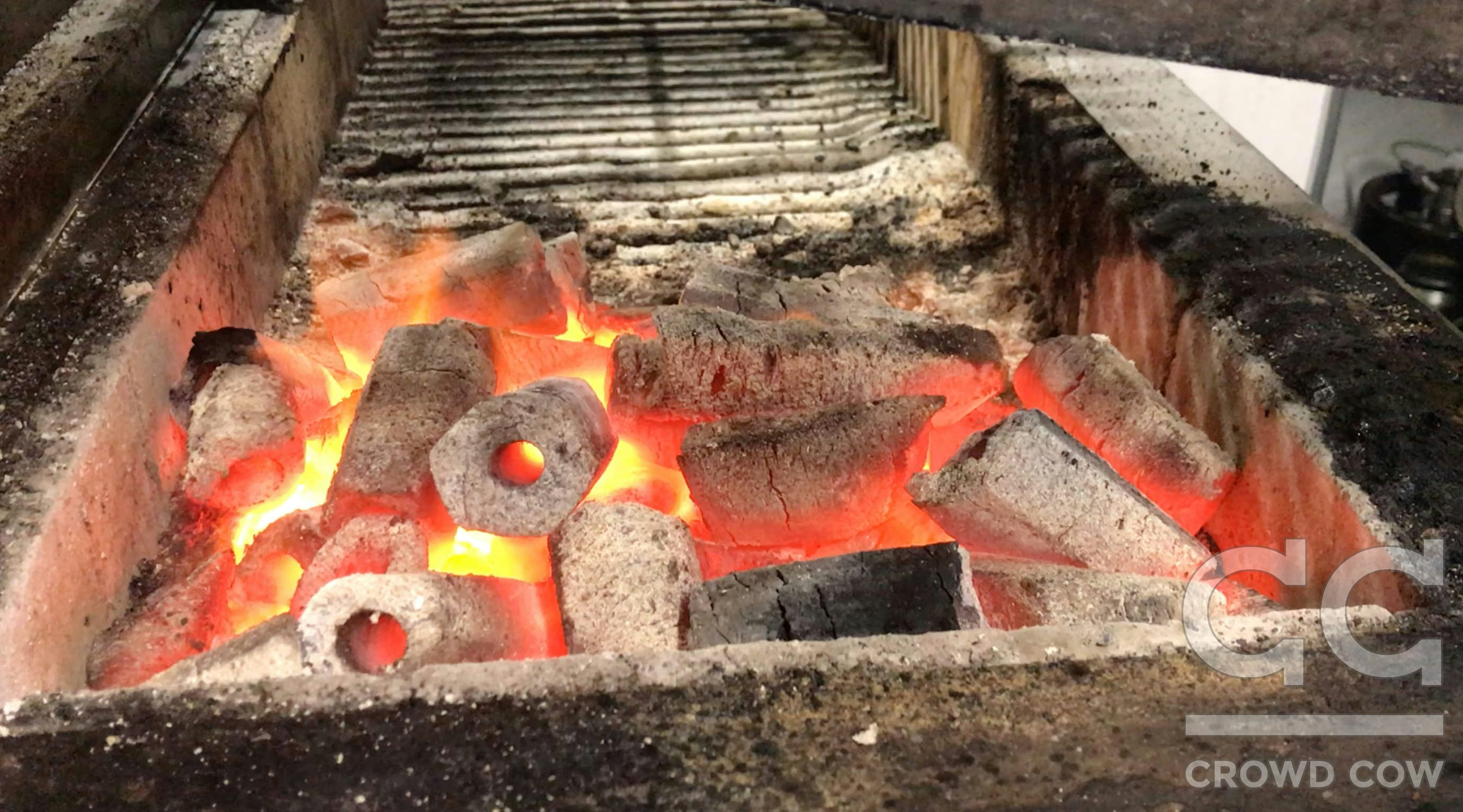 grilling wagyu over charcoal