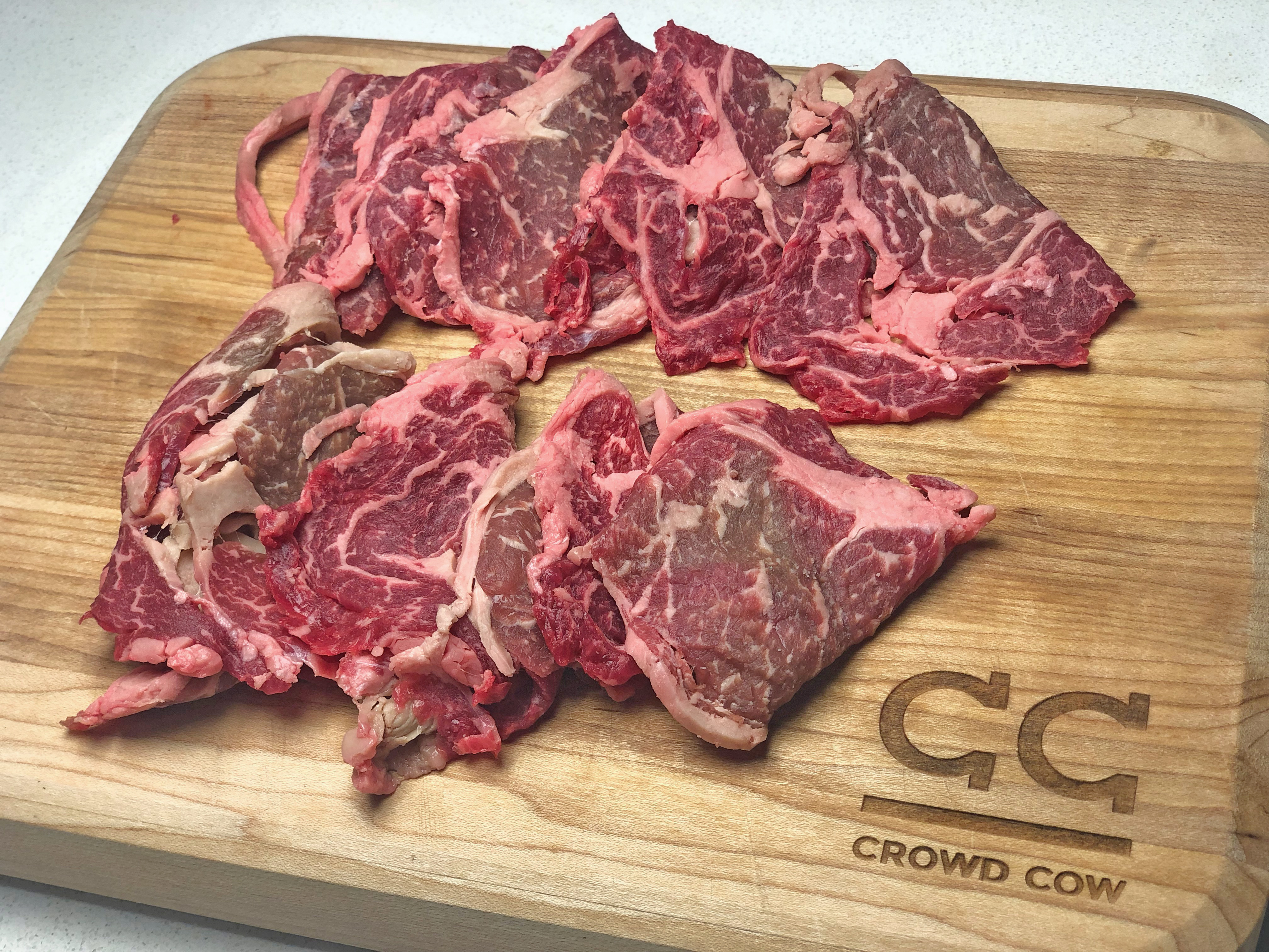 Thin-sliced ribeye steak from Gebbers Cattle Co