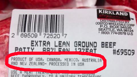 costco beef with country of origin label required
